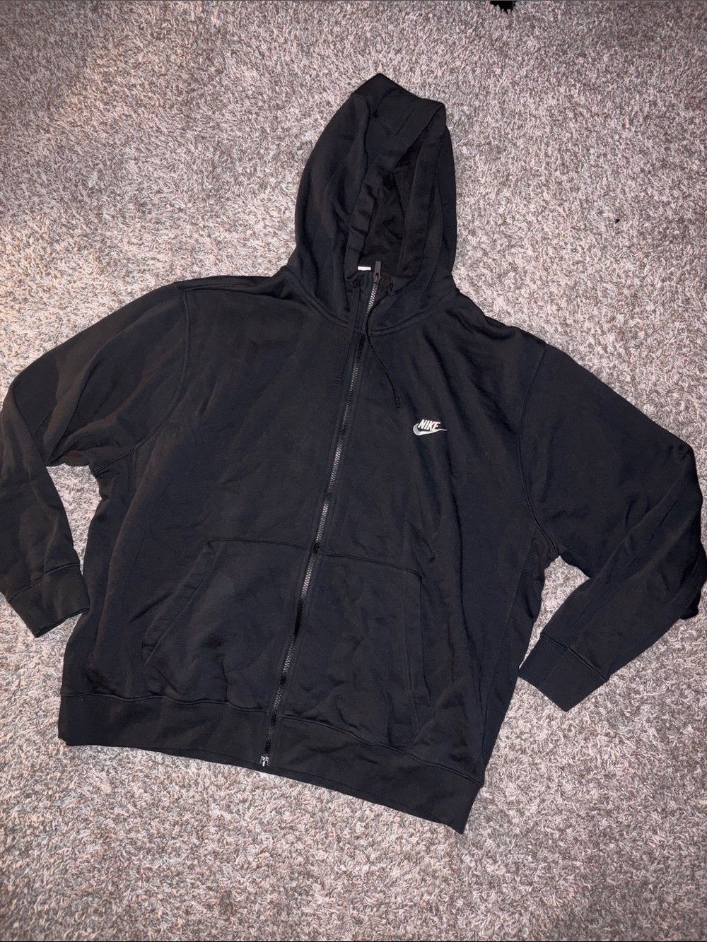 Nike Black Full-Zip Hooded Sweatshirt with Logo